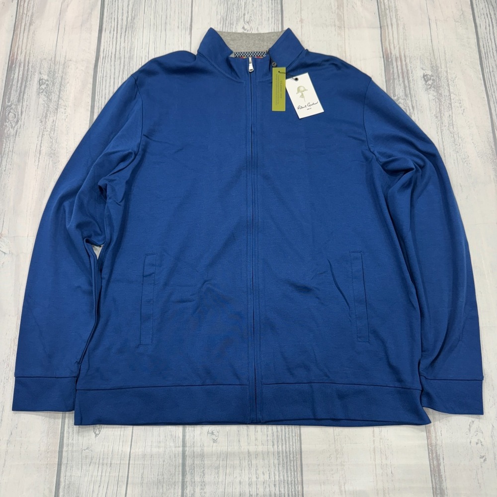 NWT Robert Graham Alan Full Zip Sweater Jacket Pockets XL Navy Blue $198